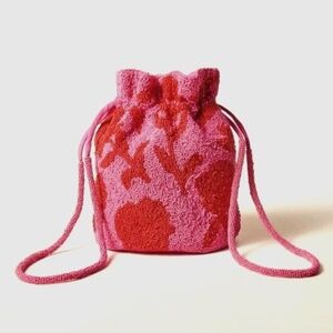 Kate Spade X Target Rose Pink & Orange Beaded Drawstring Bucket Bag